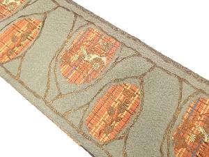 瓢箪に草花模様織り出し　名古屋帯